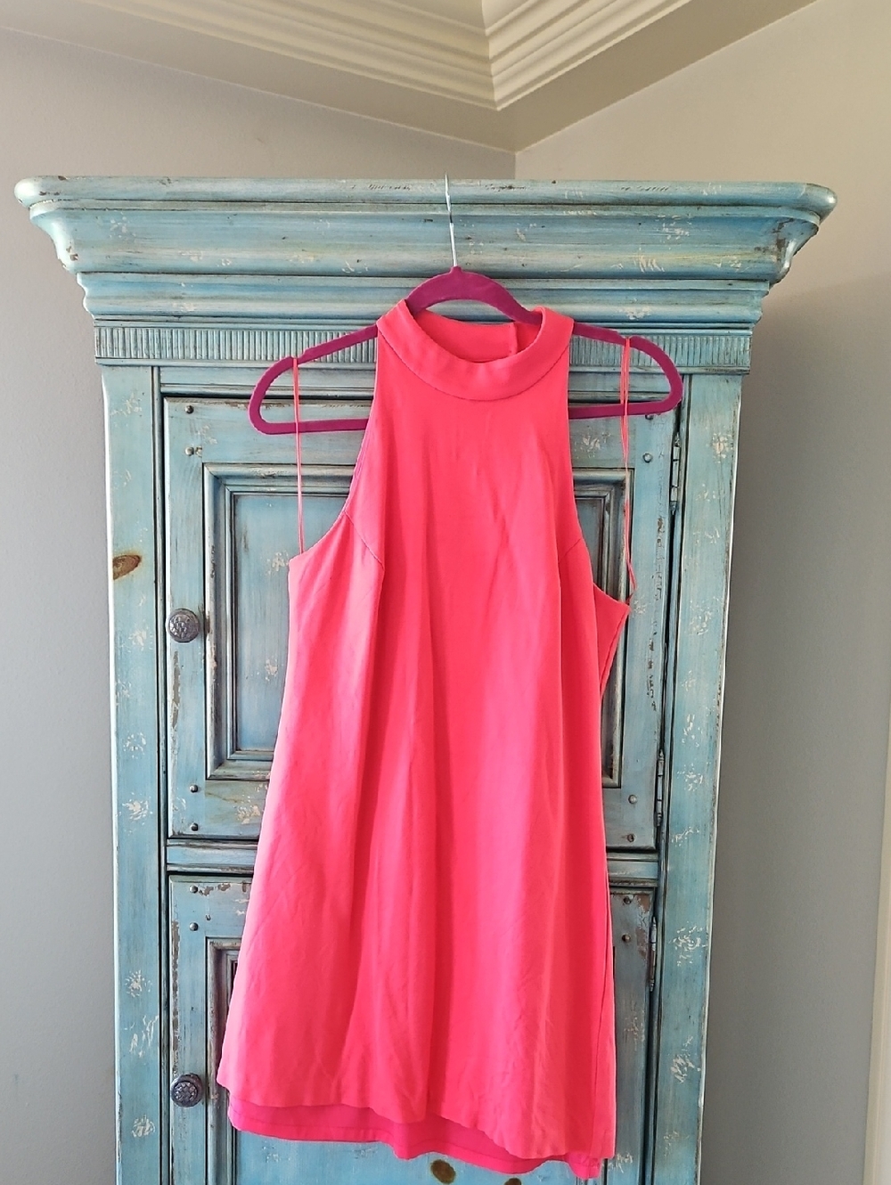 NWT Trina Turk Bright Coral  Sleeveless High-Neck Swing Dress
